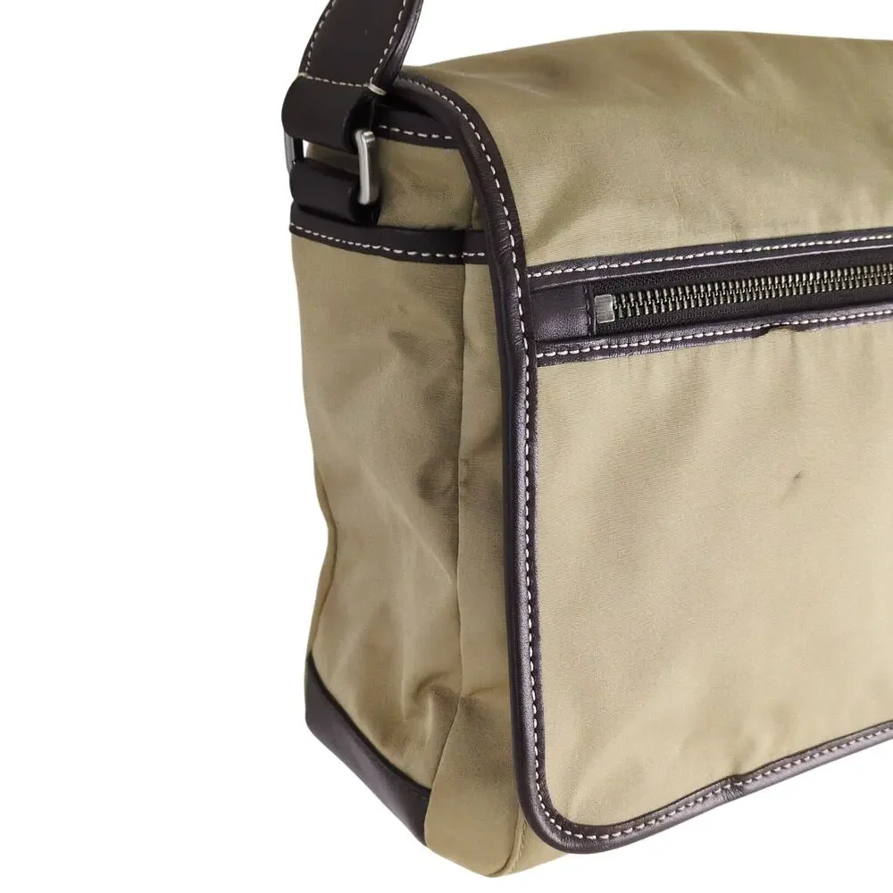 Coach Tan Nylon Messenger Bag‎ F70355 Brown Leather Trim Crossbody 2012 Unisex